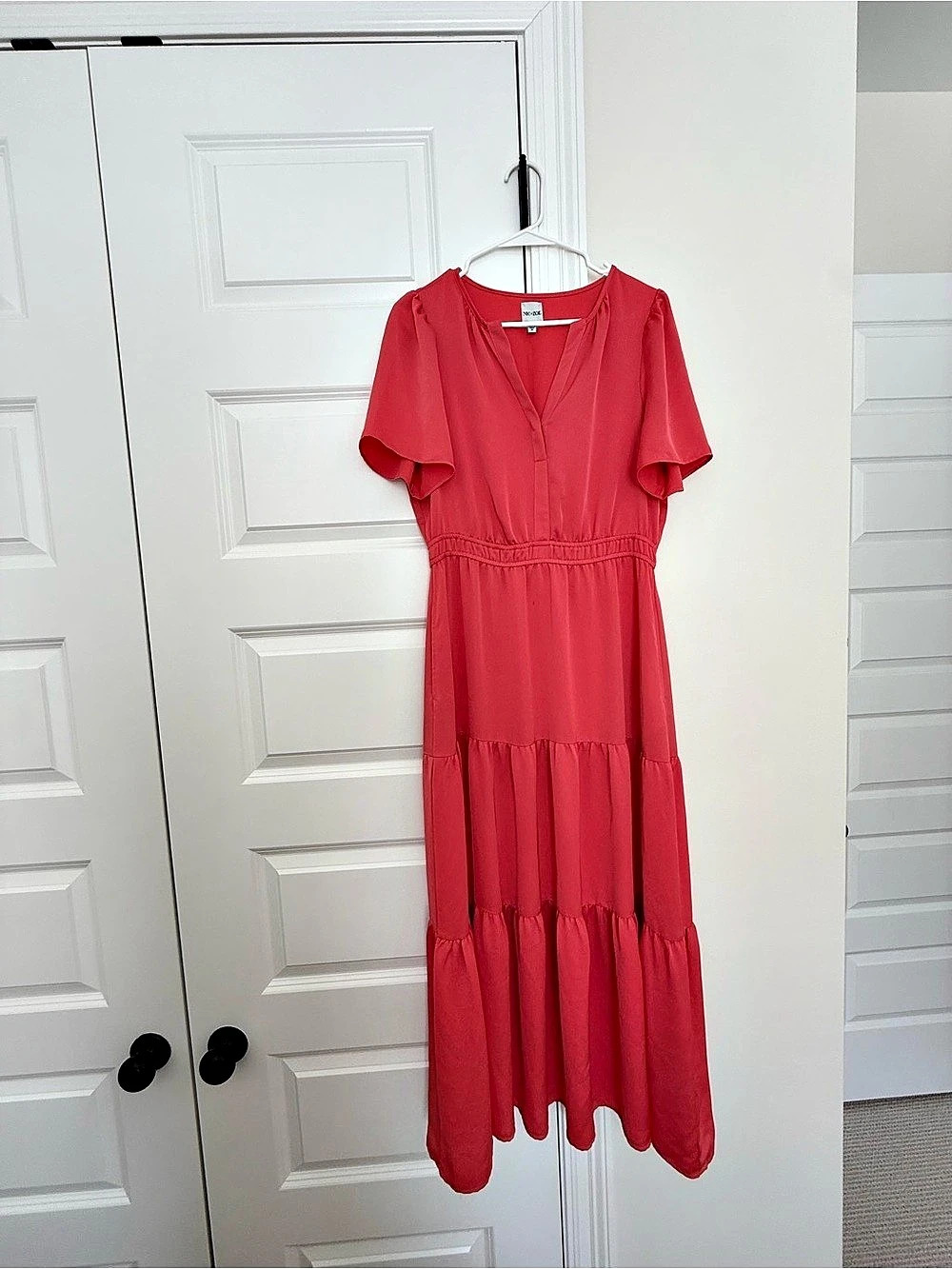 NIC+ZOE Tiered Midi Dress in Pink Size Medium
